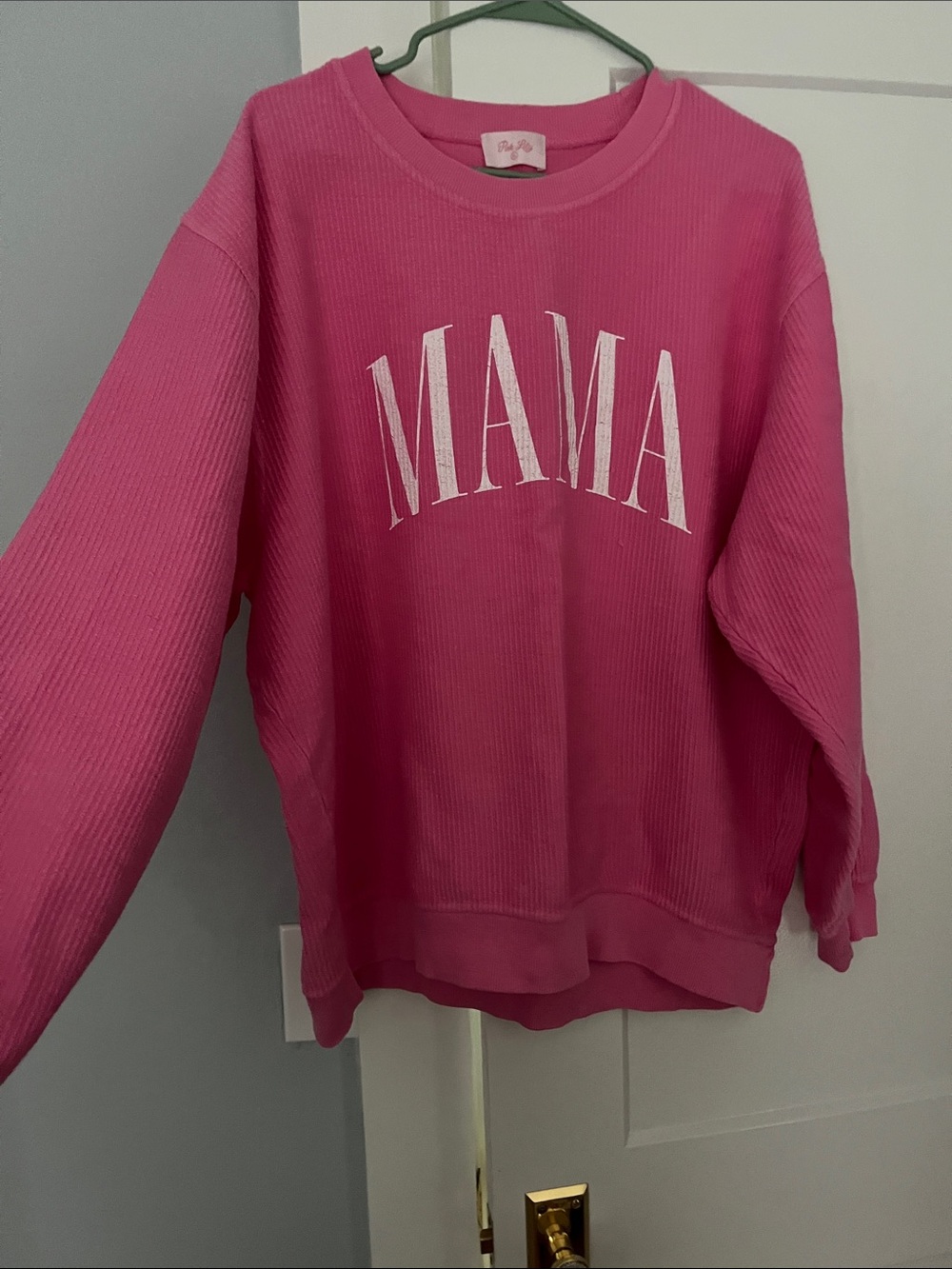 Pink Lily Pink 'MAMA' Ribbed Crewneck Sweatshirt